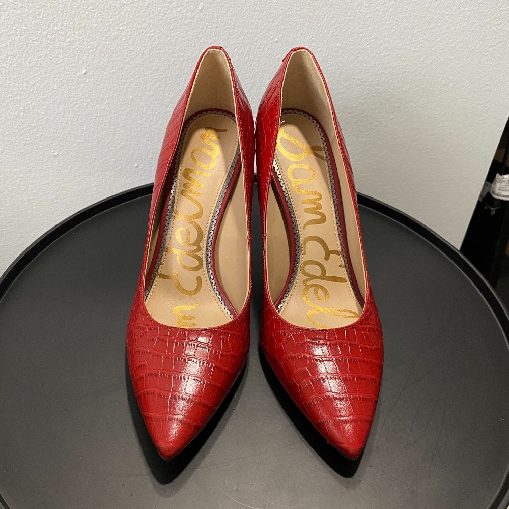 NEW Sam Edelman Hazel Croc Embossed Leather Pump